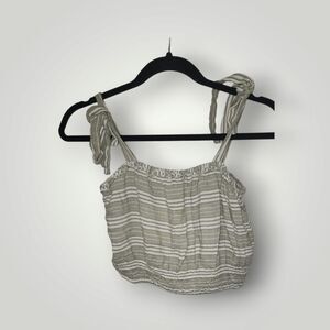 Salty Lemon Short Sleeve Top Green Print Square Tops Women's Size Large